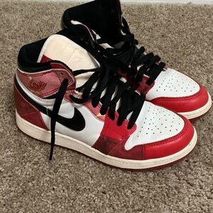 Red and White Jordan 1 High-Top Sneakers